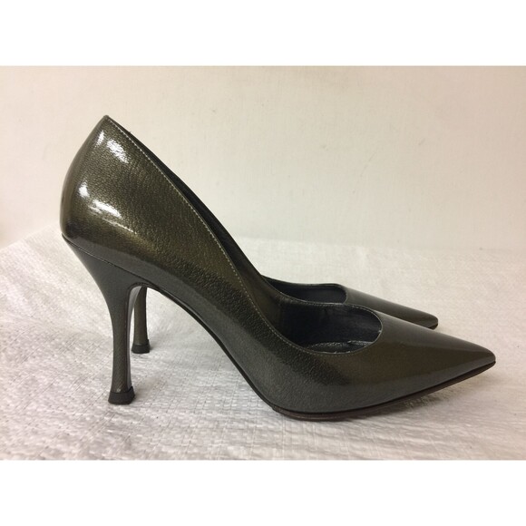 DOLCE & GABBANA Green Metallic Leather Classic Pump High Heel Shoe size 36 - Picture 1 of 11